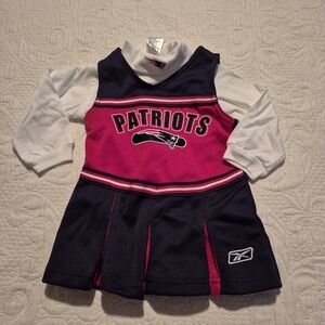 New England Patriots 12 month girls 2 piece dress & diaper shirt long sleeve GUC